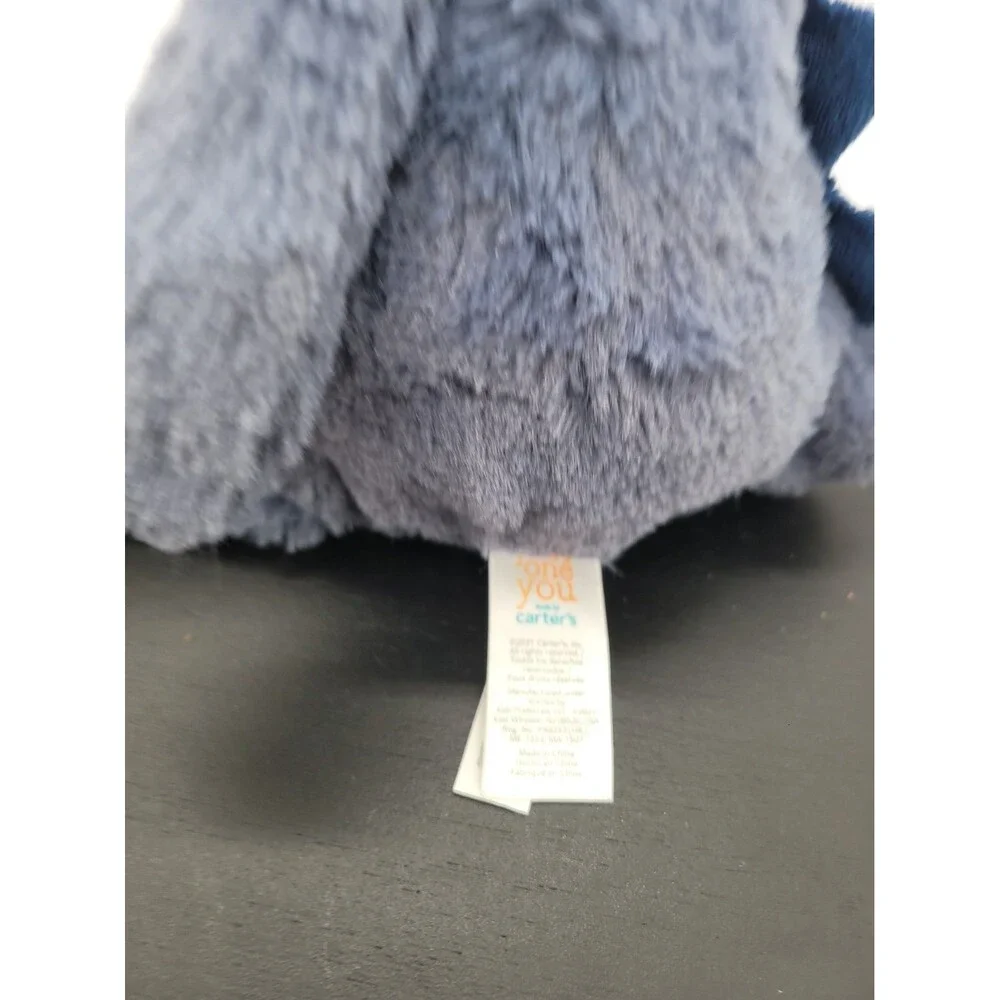Carters Just One You Blue Dinosaur White Ribbed Tummy Lovey Stuffed Animal New